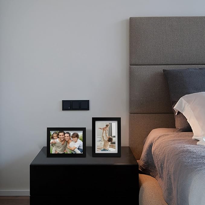 Egofine 5x7 Picture Frames Set of 4, Made of Solid Wood Covered by Plexiglass 3.5x5 and 4x6 with Mat or 5x7 without Mat, for Table Top Display and Wall Mounting Photo Frame Black