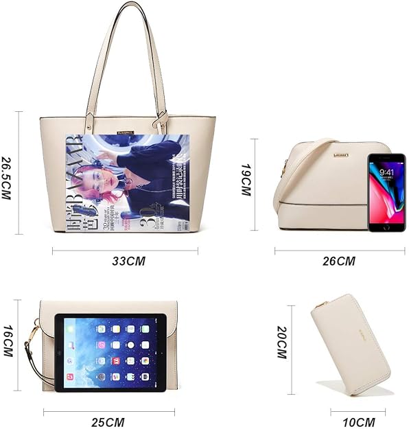 Women Fashion Handbags Wallet Tote Bag Shoulder Bag Top Handle Satchel Purse Set 4pcs