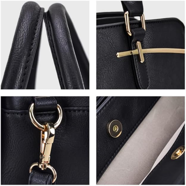 Women Handbag Wallet Tote Shoulder Hobo Bag Top Handle Satchel Purse Set 2pcs with 3 Compartments