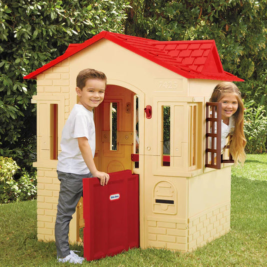 Cape Cottage Playhouse Tan – Indoor & Outdoor Playhouse with Working Door and Shutters