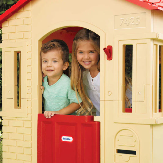 Cape Cottage Playhouse Tan – Indoor & Outdoor Playhouse with Working Door and Shutters