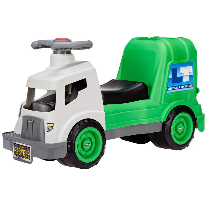 Dirt Digger Garbage Scoot Ride-On, Realistic Garbage Truck with Working Trash Bin & Storage