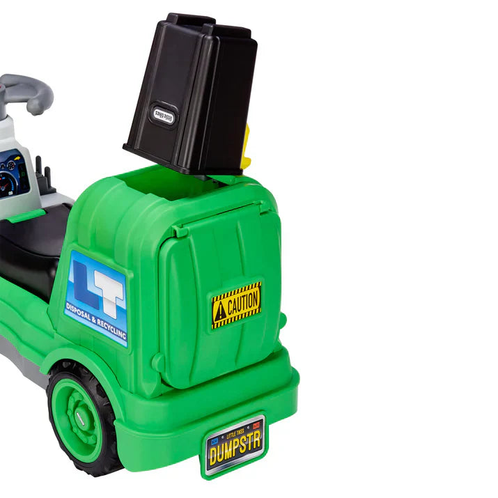 Dirt Digger Garbage Scoot Ride-On, Realistic Garbage Truck with Working Trash Bin & Storage
