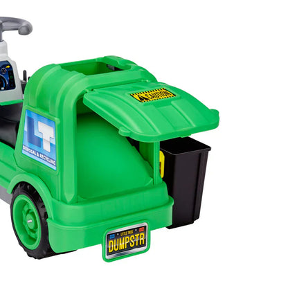 Dirt Digger Garbage Scoot Ride-On, Realistic Garbage Truck with Working Trash Bin & Storage