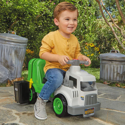 Dirt Digger Garbage Scoot Ride-On, Realistic Garbage Truck with Working Trash Bin & Storage
