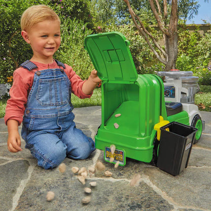 Dirt Digger Garbage Scoot Ride-On, Realistic Garbage Truck with Working Trash Bin & Storage