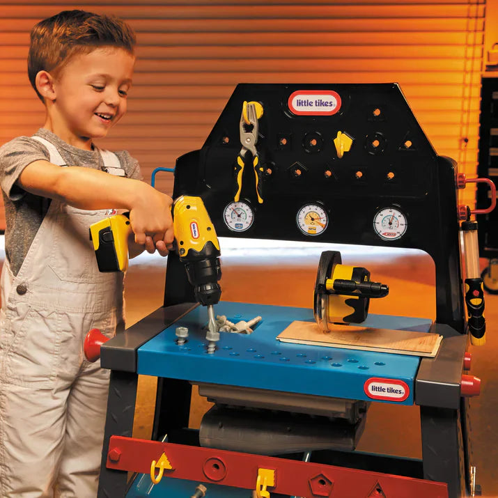 2-in-1 Buildin' to Learn Motor & Wood Shop, Dual-Sided Play with 50+ Accessories