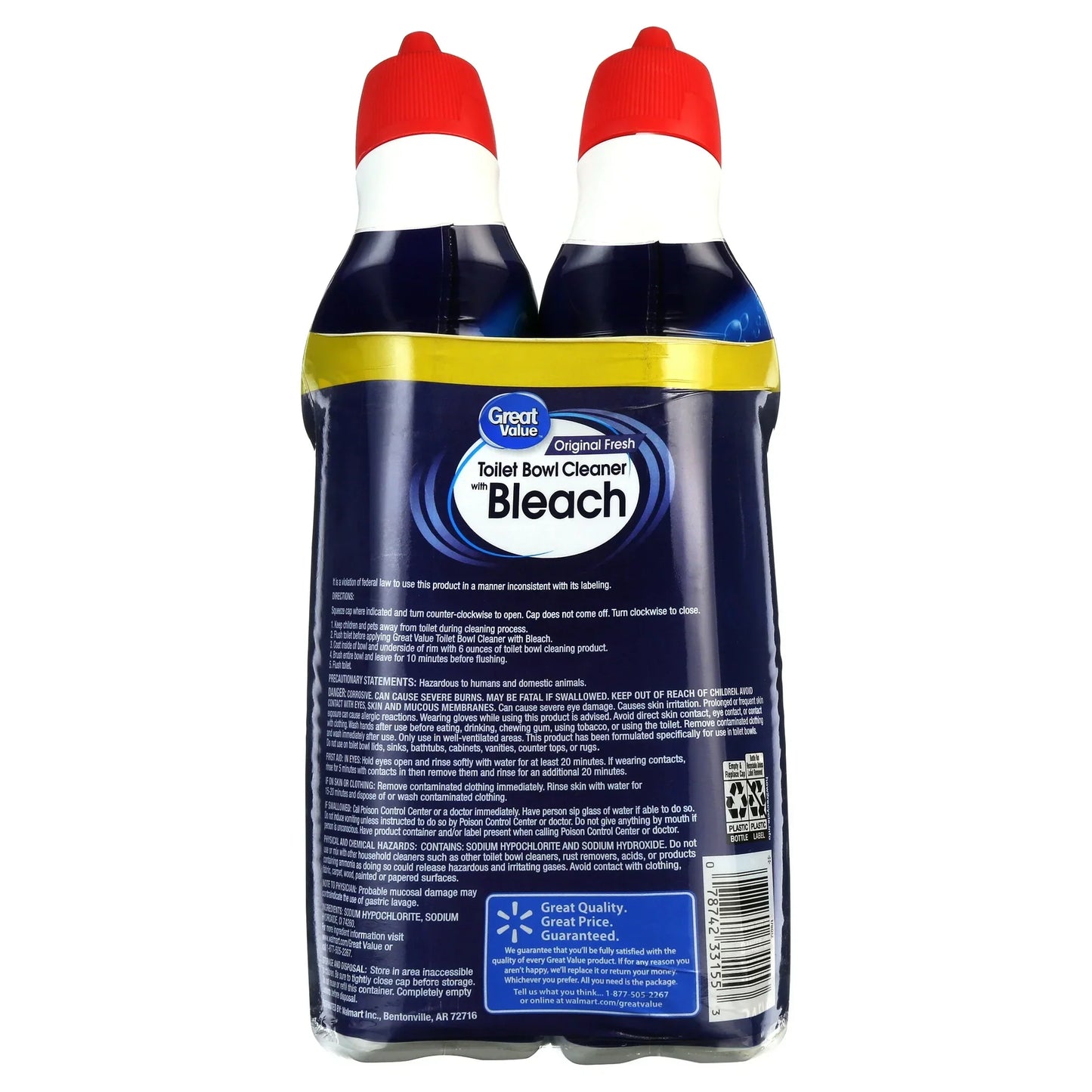 Great Value Toilet Bowl Cleaners, Fresh scent, 24 Fluid Ounce, 2 Count