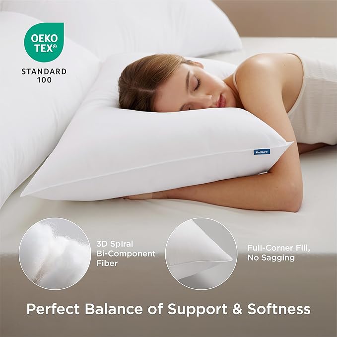 Bedsure Pillows Queen Size Set of 2 - Soft Bed Pillows for Sleeping 2 Pack, Fluffy and Supportive, Hotel Quality, Original Down Alternative Filling for Side, Back Sleepers