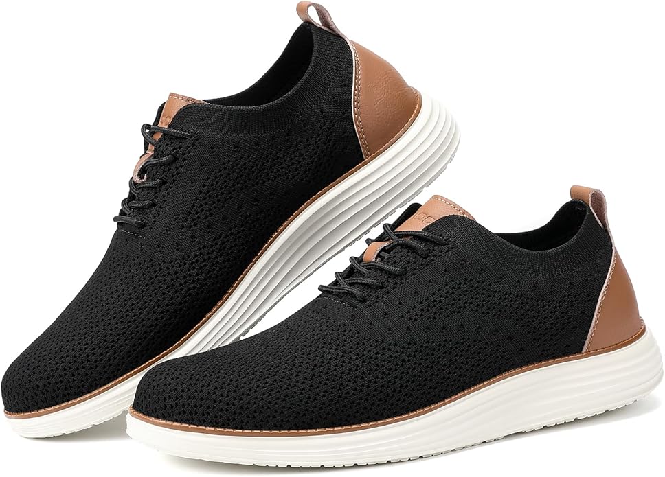 VILOCY Men's Casual Dress Sneakers Oxfords Business Mesh Breathable Walking Shoes Tennis Comfortable