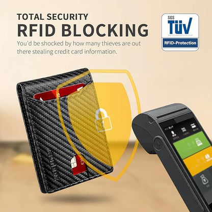 RUNBOX Novelty Wallet for Men Slim 11 Credit Card Holder Slots Leather RFID Blocking Small Thin Men's Wallet Bifold Minimalist Front Pocket Large Capacity Gift Box