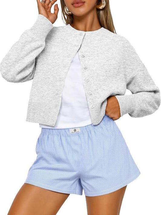 Trendy Queen Cropped Cardigan Sweaters for Women Lightweight Crop Knit