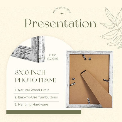 TWING 8x10 Rustic Picture Frames Set of 6 Distressed White Composite Wood Farmhouse Photo Collage Frame For Wall Decor Gallery Wall Frame Set Mounting or Table display, Ideal Valentine Gifts for
