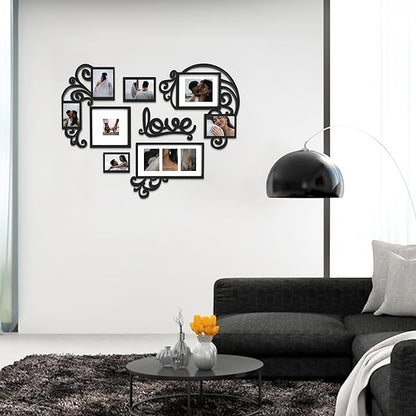 Jerry & Maggie - Photo Frame | Plaque College Frame - Valentine Wall Decoration Combination - Brown PVC Picture Frame Selfie Gallery Collage W Wall Hanging Mounting Design | Love Heart Shape