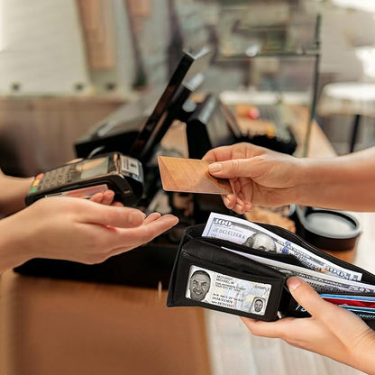 Leather Wallets for Men, Genuine Leather Mens Wallets Bifold Rfid Blocking with 2 ID Windows