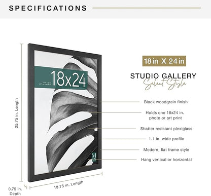 MCS Studio Gallery 18x24 Poster Frame Black Woodgrain