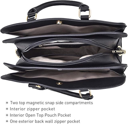 Women Handbag Wallet Tote Shoulder Hobo Bag Top Handle Satchel Purse Set 2pcs with 3 Compartments