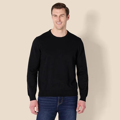 Essentials Men's Long-Sleeve Crewneck Sweater, 100% Cotton, Big & Tall Options Available