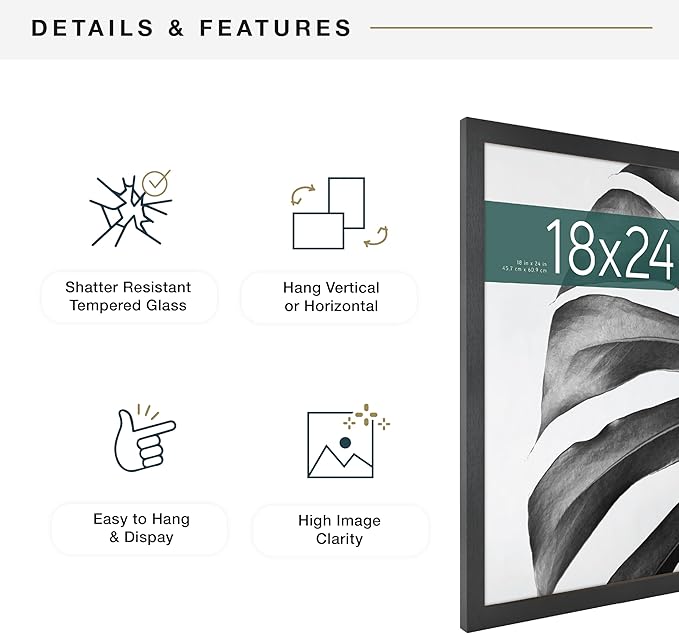 MCS Studio Gallery 18x24 Poster Frame Black Woodgrain