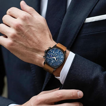 BY BENYAR Mens Watches Analog Quartz Chronograph Waterproof Wrist Watches for Men Fashion Business Work Casual Sport Designer Dress Watch with Calendar Elegant Gifts for Men