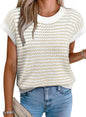 Women's Sweater Vest Striped Pullover Tank Top Round Neck Cap Sleeve
