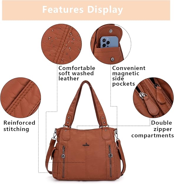 Angel Kiss Handbags for Womens Top-Handle Hobo Purse Roomy Casual Shoulder Bags PU Tote Satchel Purse for Women