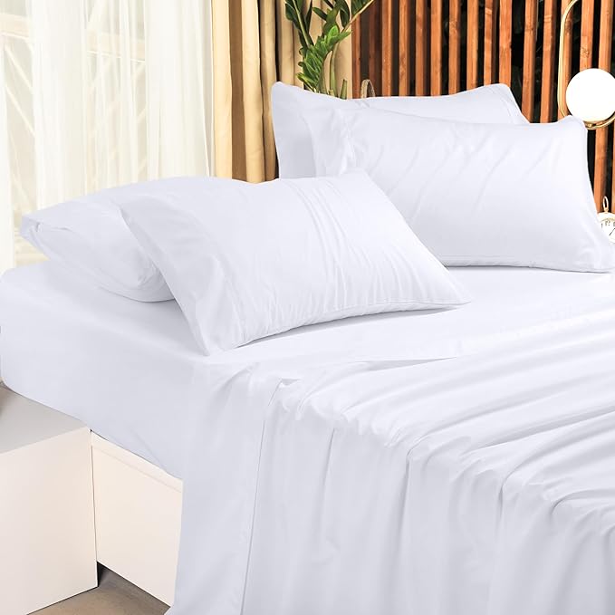 Utopia Bedding Queen Sheet Set 4 Piece Bed Sheets for Queen Size Bed, Hotel Luxury, Extra Soft, Cooling Bed Sheets - Wrinkle, and Fade Resistant (White)