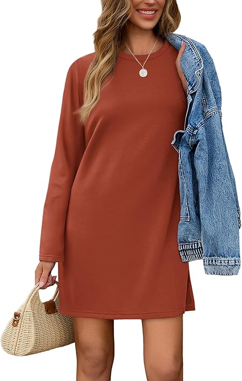 SAMPEEL Dresses for Women 2025 Casual Long Sleeve Cozy Tshirt Dress Fashion Fall Outfits