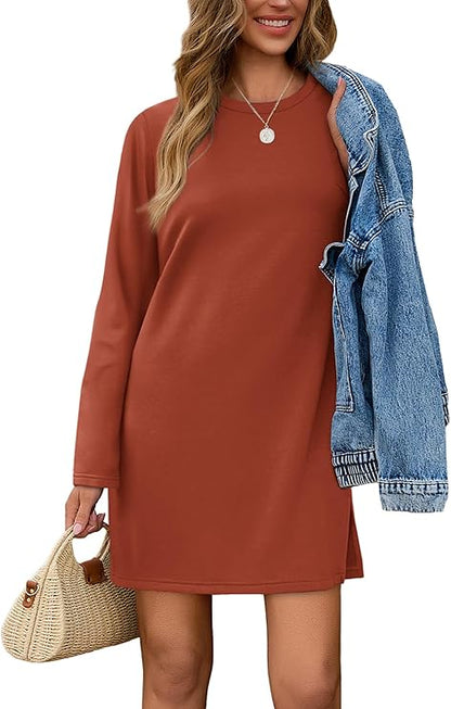SAMPEEL Dresses for Women 2025 Casual Long Sleeve Cozy Tshirt Dress Fashion Fall Outfits