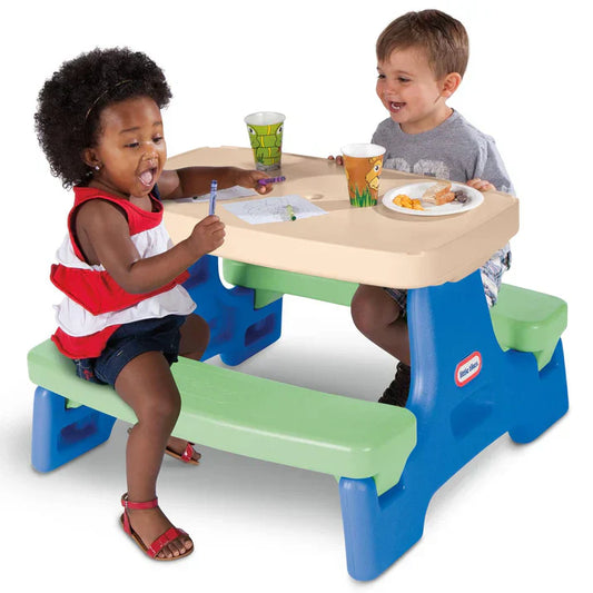 Easy Store Jr. Play Table - Blue/Green – Foldable Toddler Picnic Table