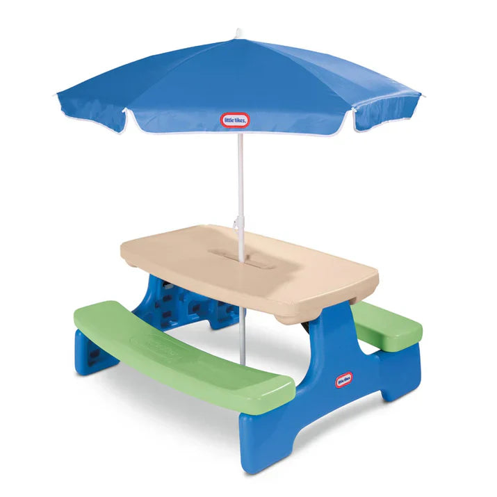 Easy Store™ Picnic Table with Umbrella - Blue\Green