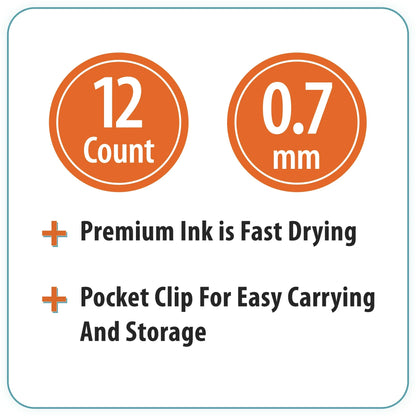 Pen+Gear Retractable Gel Ink Pens, Assorted Colors, 0.7mm, 12 Count