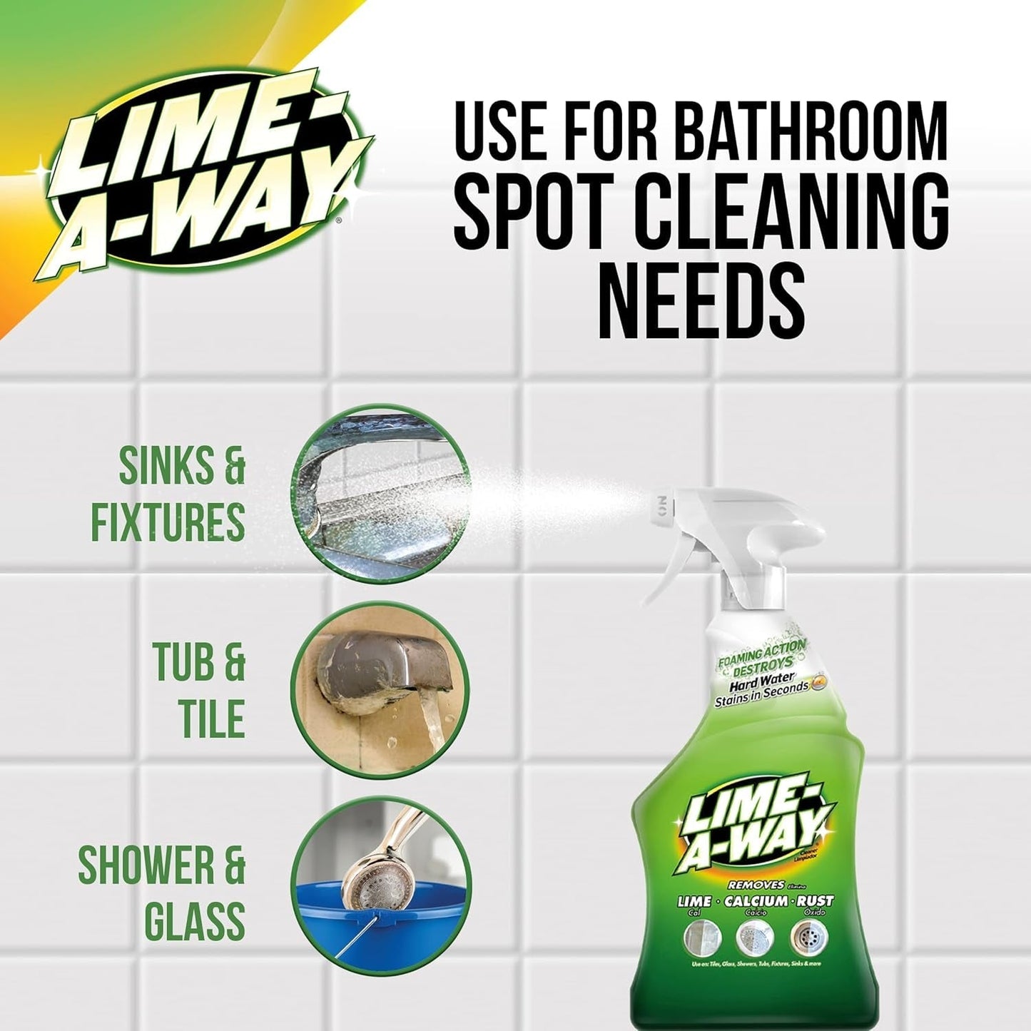 Bathroom Cleaner, 32 Fl Oz Bottle, Removes Lime Calcium Rust