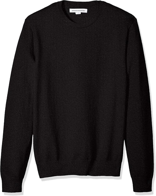 Essentials Men's Long-Sleeve Crewneck Sweater, 100% Cotton, Big & Tall Options Available