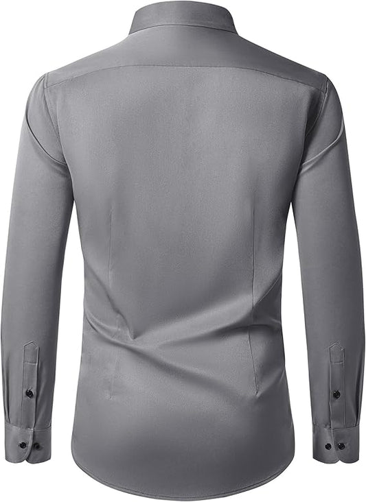 Men's Dress Shirts Long Sleeve Stretch Wrinkle Free Wedding Formal