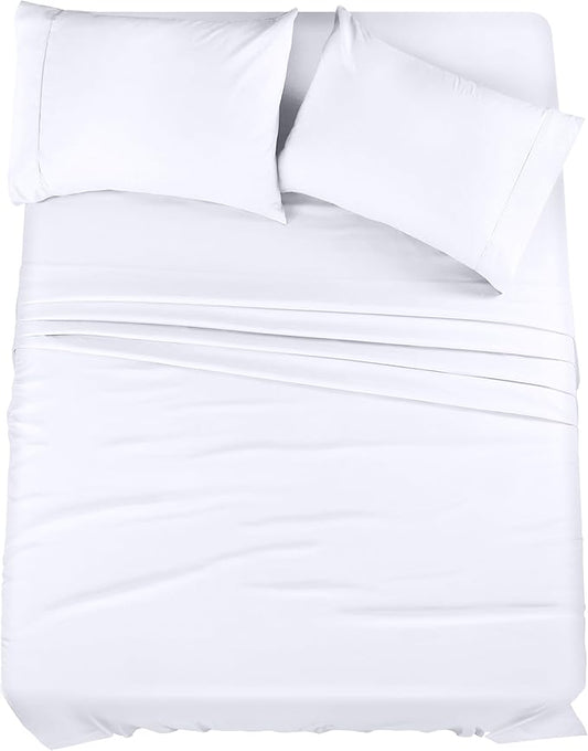 Utopia Bedding King Sheet Set – 4 Piece Bed Sheets for King Size Bed, Soft and Breathable Microfiber, Includes 1 Fitted Sheet, 1 Flat Sheet and 2 Pillowcases (White)