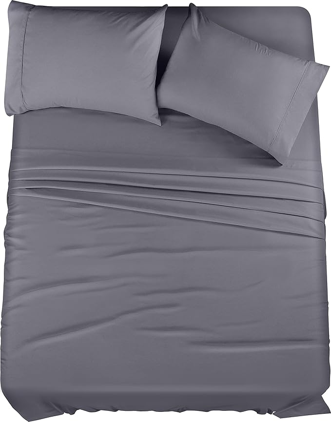Utopia Bedding Queen Sheet Set – 4 Piece Bed Sheets for Queen Size Bed, Soft and Breathable Microfiber, Includes 1 Fitted Sheet, 1 Flat Sheet and 2 Pillowcases (Grey)