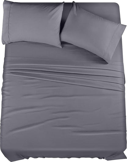 Utopia Bedding Queen Sheet Set – 4 Piece Bed Sheets for Queen Size Bed, Soft and Breathable Microfiber, Includes 1 Fitted Sheet, 1 Flat Sheet and 2 Pillowcases (Grey)
