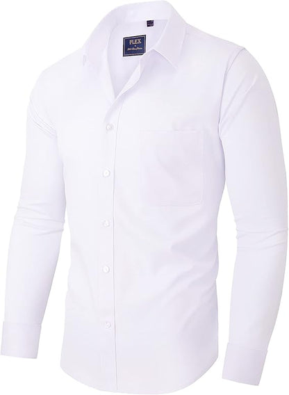 Alimens & Gentle Men's Dress Shirts Long Sleeve Wrinkle-Free Stretch Shirts Solid Formal Button Down Shirt with Pocket