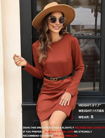 SAMPEEL Dresses for Women 2025 Casual Long Sleeve Cozy Tshirt Dress Fashion Fall Outfits