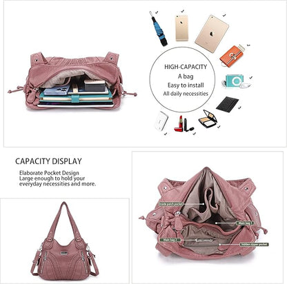 Purses and Handbags Women Fashion Tote Bag Shoulder Bags Top Handle Satchel Purses Washed Synthetic Leather Handbag