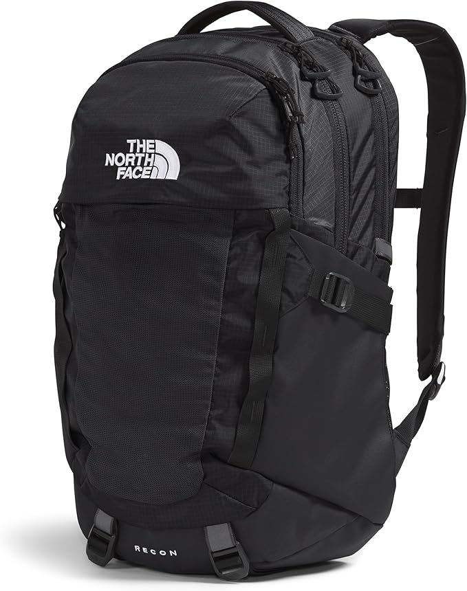 THE NORTH FACE Recon Everyday Laptop Backpack | Daypack with Water Repellent Finish, 16" Laptop Sleeve, 2 Water Bottle Pockets, TNF Black/TNF Black-NPF, One Size