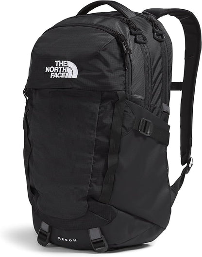 THE NORTH FACE Recon Everyday Laptop Backpack | Daypack with Water Repellent Finish, 16" Laptop Sleeve, 2 Water Bottle Pockets, TNF Black/TNF Black-NPF, One Size