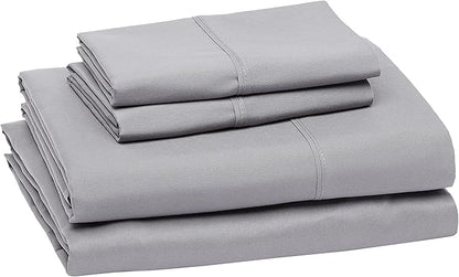 Amazon Basics Lightweight Super Soft, Wrinkle-Free Luxury Microfiber 4 Piece Bed Sheet Set with 14-Inch Deep Pockets, Full, Dark Gray, Solid