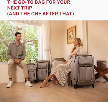 SwissGear Sion Softside Expandable Luggage – Carry-On Suitcase with 360 Degree Wheels & Retractable Handle – 21 Inch, Perfect for 1-3 Night Trips – Black