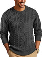 RQP Mens Crewneck Sweater Cable Knit Sweater Classic Fisherman Pullover Sweater