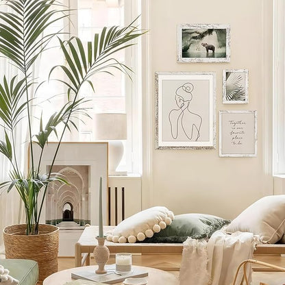 TWING 8x10 Rustic Picture Frames Set of 6 Distressed White Composite Wood Farmhouse Photo Collage Frame For Wall Decor Gallery Wall Frame Set Mounting or Table display, Ideal Valentine Gifts for