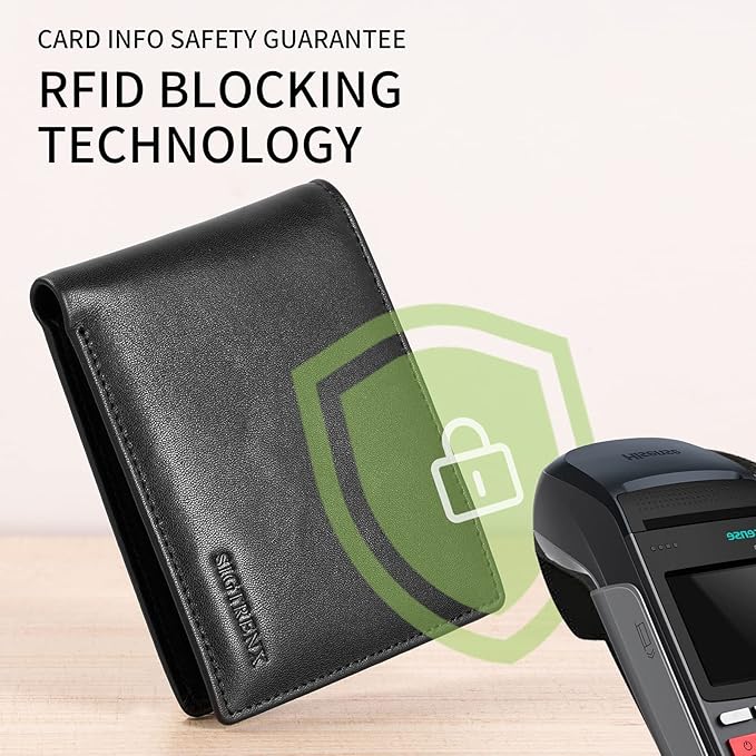 Leather Wallets for Men, Genuine Leather Mens Wallets Bifold Rfid Blocking with 2 ID Windows