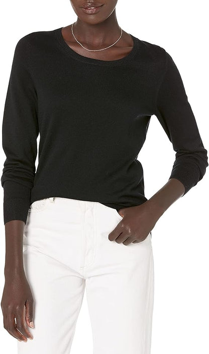 Essentials Women's Long-Sleeve Lightweight Crewneck Sweater (Available in Plus Size)