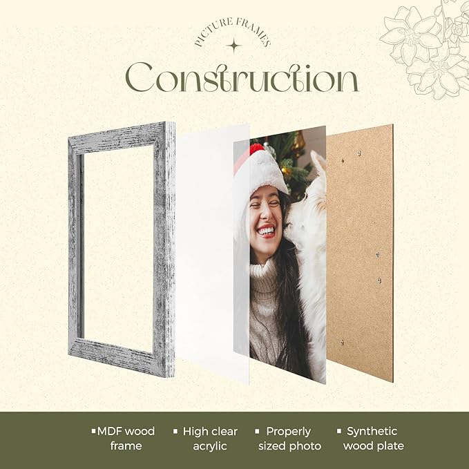 TWING 8x10 Rustic Picture Frames Set of 6 Distressed White Composite Wood Farmhouse Photo Collage Frame For Wall Decor Gallery Wall Frame Set Mounting or Table display, Ideal Valentine Gifts for